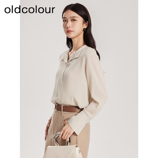 oldcolour春季新款时尚简约气质百搭通勤OL长袖衬衫女HQ130108A1 商品图1