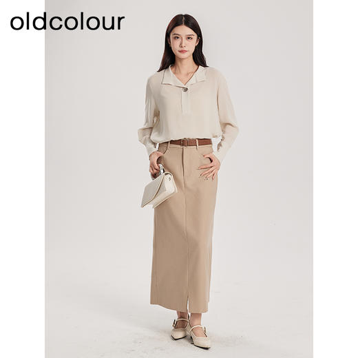 oldcolour春季新款时尚简约气质百搭通勤OL长袖衬衫女HQ130108A1 商品图4