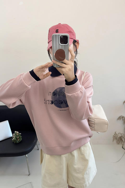 领撞色绣字母亮片珠地空气层卫衣 9621020006 商品图1