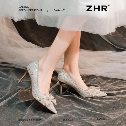 ZHR则则尖头蝴蝶结高跟鞋2025新款气质百搭细跟伴娘鞋单鞋新娘鞋 商品图8