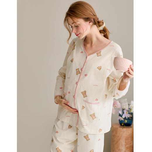 芬腾月子服春秋季纯棉长袖睡衣女产妇产后哺乳喂奶孕妇家居服套装 商品图4