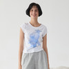 谜底印花T恤短袖女2025春季新品百搭休闲修身棉弹上衣251MT0144 商品缩略图0
