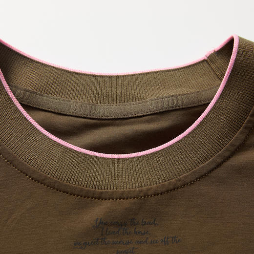 谜底古铜色T恤短袖女2025春季新品圆领刺绣百搭宽松上衣251MT0005 商品图3