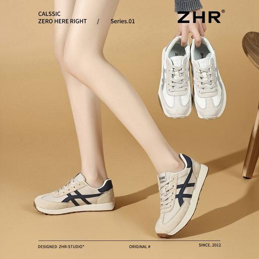 ZHR银色真皮德训鞋女2025春季新款时尚百搭休闲鞋透气软底休闲鞋 商品图6
