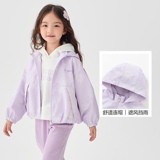 巴拉巴拉童装女童软壳衣2025春季新款连帽外套印花潮 商品图3