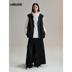 【HIDEMI×LABELHOOD】蕾虎联名简约无领廓形皮马甲外套