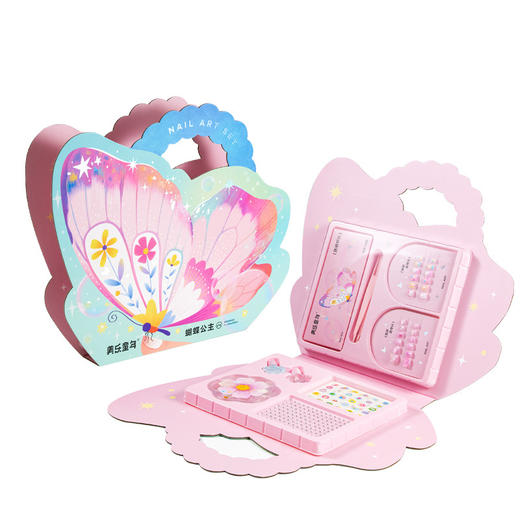 【美甲+纹身贴 成就公主梦想】美乐童年指甲贴套装蝴蝶公主美甲包 儿童装饰穿戴防水贴纸女孩玩具 商品图4