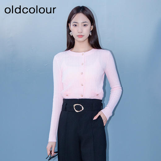 oldcolour春季新品时尚气质纯色圆领通勤毛织短外套女Q120512A1 商品图1
