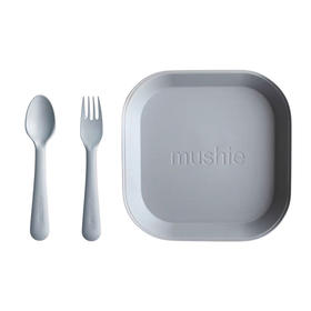 丹麦Mushie | 叉子+勺子套装/餐盘2个装 | 宝宝餐盘餐具儿童叉勺树脂套装（生产日期为21年10月28日，保质期5年，不影响使用，介意慎拍！不支持7天无理由）