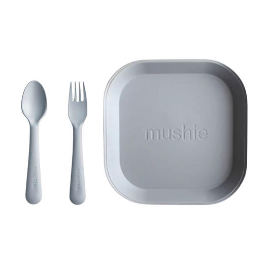 丹麦Mushie | 叉子+勺子套装/餐盘2个装 | 宝宝餐盘餐具儿童叉勺树脂套装（生产日期为21年10月28日，保质期5年，不影响使用，介意慎拍！不支持7天无理由） 商品图0