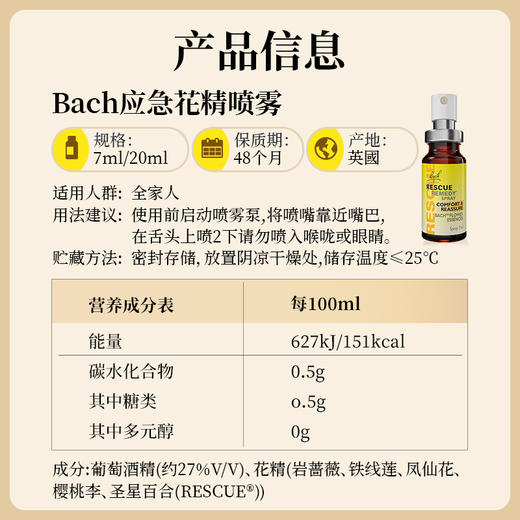 Bach应急花精喷雾7ml/20ml 商品图2