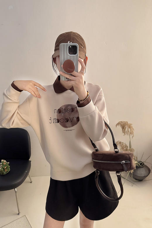 领撞色绣字母亮片珠地空气层卫衣 9621020006 商品图2