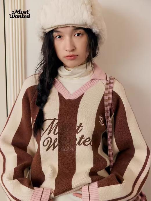 mostwantedlab彩虹/M2434145/复古条纹针织球衣polo衫 商品图0