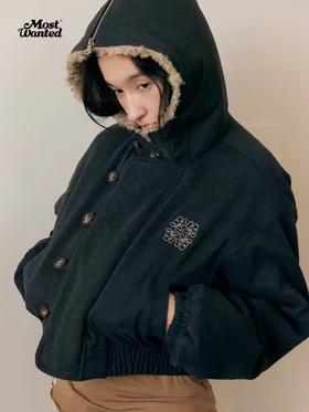 mostwantedlab彩虹/M2434172/改良N2B毛领呢料棉服