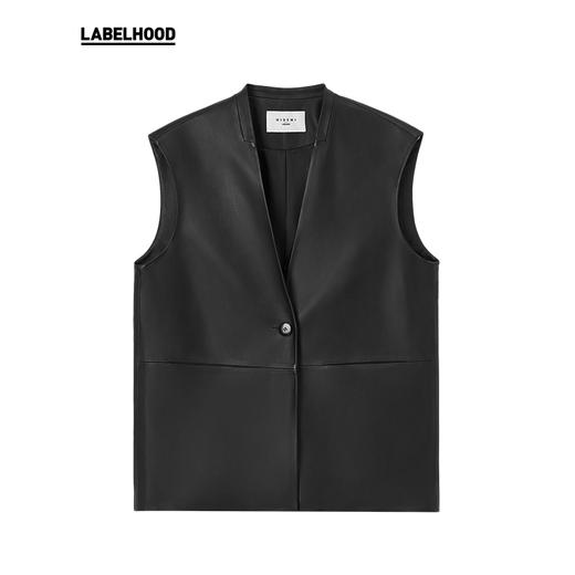 【HIDEMI×LABELHOOD】蕾虎联名简约无领廓形皮马甲外套 商品图3