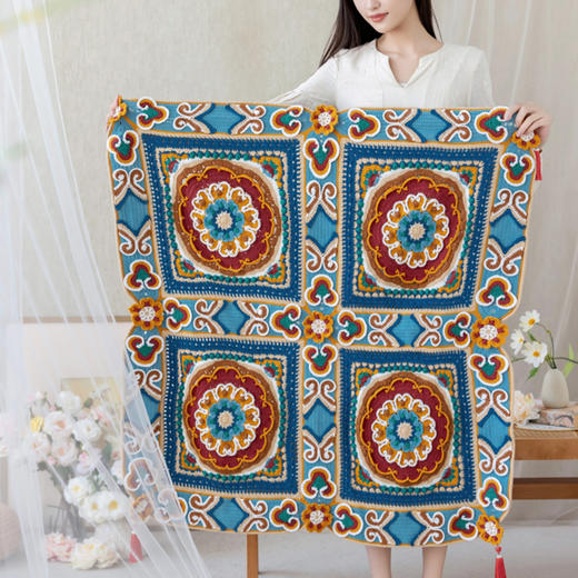 苏苏姐家宫殿天花彩画毯手工DIY编织钩针4股棉毛线自制材料包 商品图3