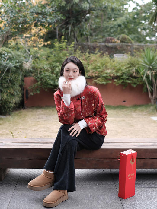 盛唐牡丹 |宋锦散花纹夹棉外套 商品图13