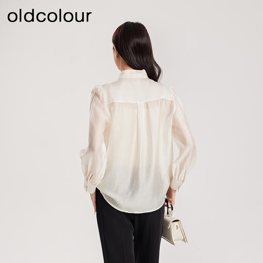 oldcolour春新款法式简约气质设计感系带薄款长袖衬衫女Q120118A1 商品图4