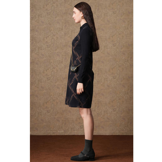 乔万尼秋冬绵羊毛针织设计感格纹时尚休闲版保暖连衣裙ES4E313 商品图2