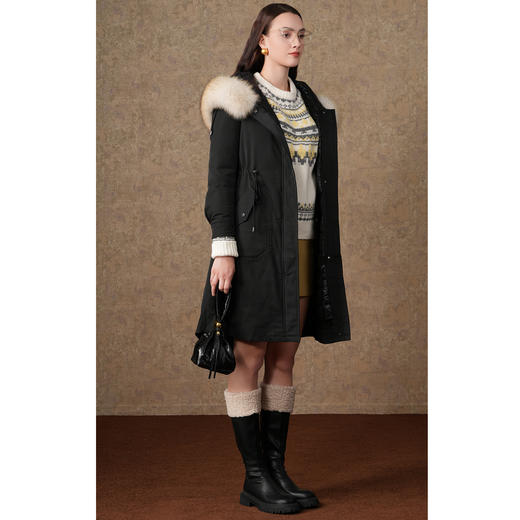 乔万尼冬季新款保暖抗寒收腰显瘦狐狸毛领白鸭绒羽绒服ES4T395 商品图2