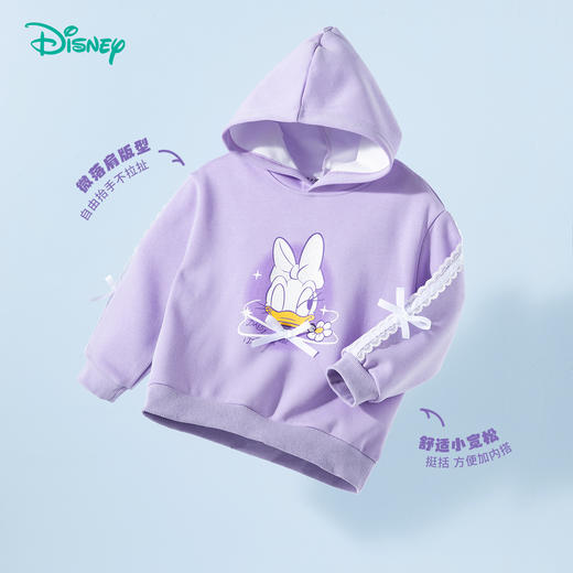 迪士尼宝宝2025春季女童卡通糖果紫连帽套头卫衣ZD1ES004 商品图3