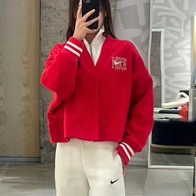 NIKE耐克蛇年新年款红色外套女装CNY本命年针织加绒开衫运动服HJ0947-657