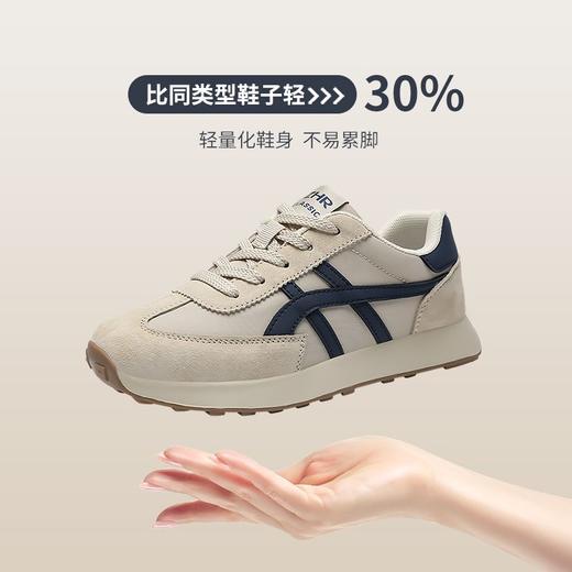 ZHR银色真皮德训鞋女2025春季新款时尚百搭休闲鞋透气软底休闲鞋 商品图5