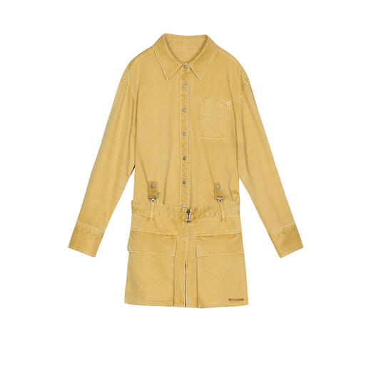 谜底连衣裙长袖女2025春季新品假两件式牛仔棉水洗短裙251ML0088 商品图4