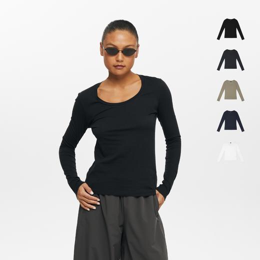 oneup大U领薄长袖T恤 商品图0