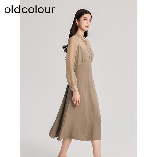 oldcolour春季新品时尚通勤气质显瘦长袖连衣裙女Q131014A1 商品图3
