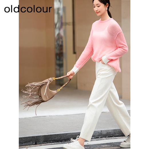 oldcolour春季新品时尚纯色通勤气质百搭水洗牛仔长裤女Q121103A1 商品图2