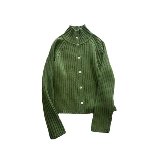 洋气毛衣开衫！2024纯羊毛显白显瘦宽松慵懒立领坑条羊毛衫毛衣女开衫！ 商品图3