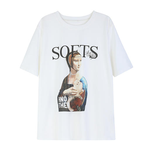 NEELLY纳俪商场同款春季新款圆领休闲短袖T恤女字母印花上衣N25012T01041 商品图3