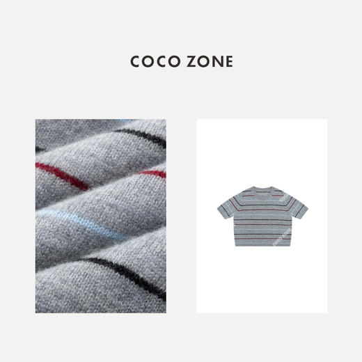 COCO ZONE 绵羊毛山羊绒混纺撞色条纹针织衫CC2C2328 商品图2