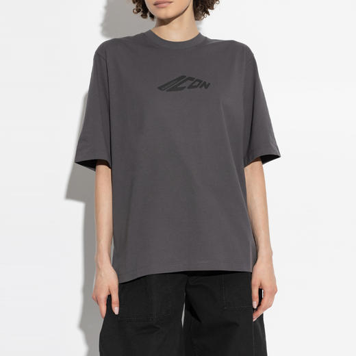 DSQUARED2 女士徽标印花棉质圆领短袖T恤 深灰色 S80GC0071 D20020 854 商品图1