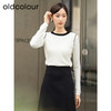 oldcolour春季新品圆领拼色时尚通勤显瘦毛织套头衫女Q120510A1 商品缩略图4