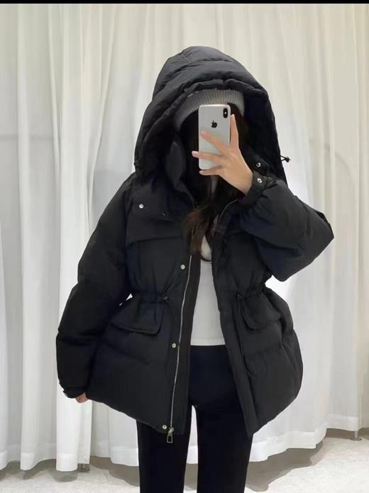 现货【YW】无忧购韩版中长款收腰显瘦50%白鸭绒连帽百搭羽绒服外套24012#（截单后3-5天发货) 商品图5