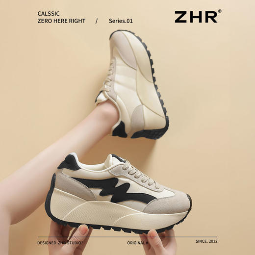 ZHR则则厚底老爹鞋女2025春季新款百搭ins休闲鞋透气弹软运动鞋女 商品图7