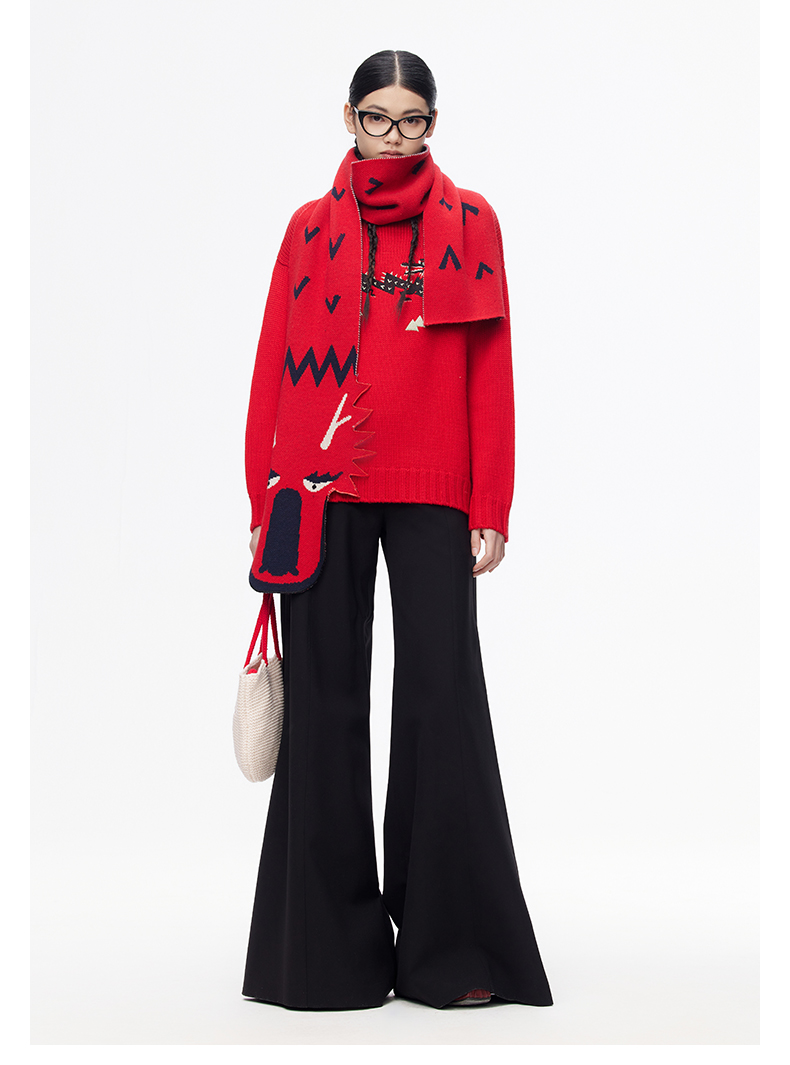 【THE FLOCKS × LABELHOOD】蕾虎联名设计感时尚龙纹刺绣针织包