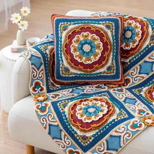 苏苏姐家宫殿天花彩画毯手工DIY编织钩针4股棉毛线自制材料包 商品图1