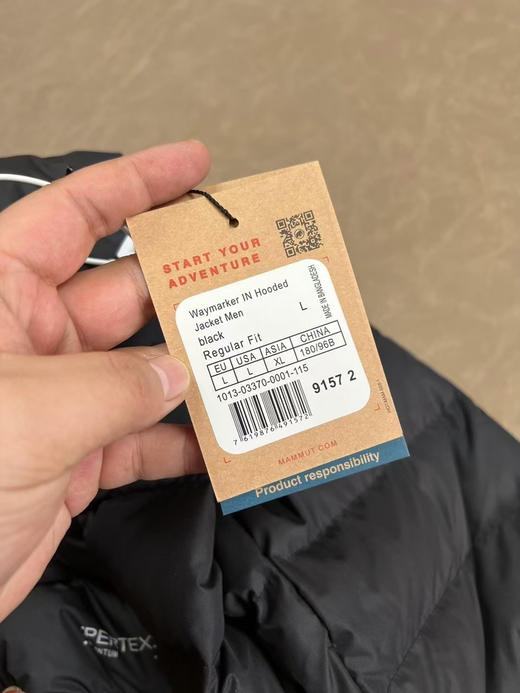 正品MAMMUT Waymarker black 猛犸象防风羽绒服 商品图8