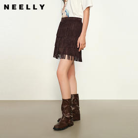 NEELLY纳俪商场同款春季新款时髦流苏半身裙女小众设计感短裙N25012E01057