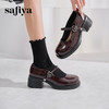 Safiya/索菲娅2025法式复古玫瑰金属扣方头粗方高跟浅口玛丽珍鞋SFD1111246 商品缩略图2