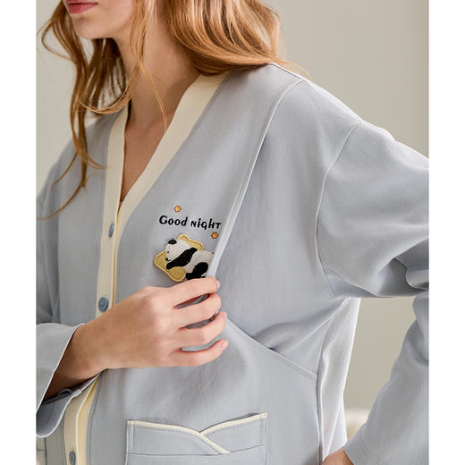 芬腾月子服女纯棉长袖睡衣套装春秋季孕妇产后哺乳喂奶全棉家居服 商品图1