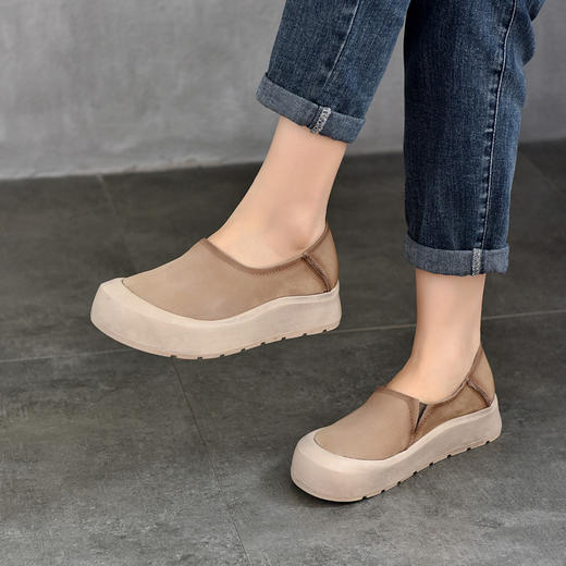 TN T6635-76头层牛皮休闲包头厚底软底低帮深口单鞋 商品图1