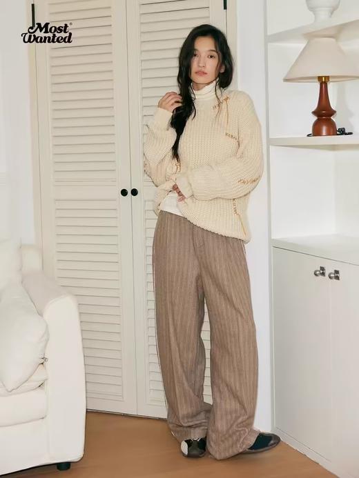 mostwantedlab彩虹/M2434102/条纹毛呢基础休闲西装裤 商品图2