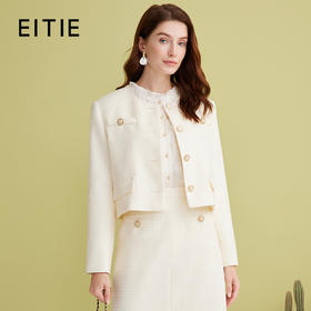 EITIE爱特爱气质圆领经典小香风直筒短款显瘦外套2025春季新款A2503505