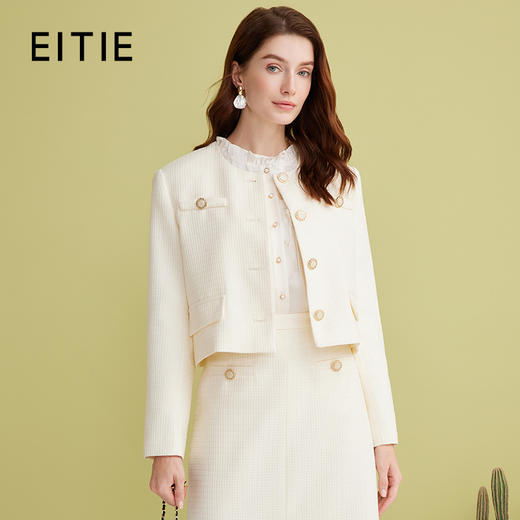 EITIE爱特爱气质圆领经典小香风直筒短款显瘦外套2025春季新款A2503505 商品图0