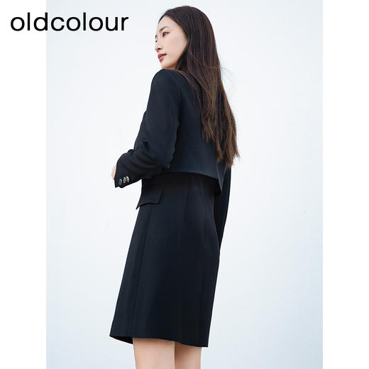 oldcolour春季新品时尚黑色修身显瘦圆领气质套装女Q121012A1 商品图4