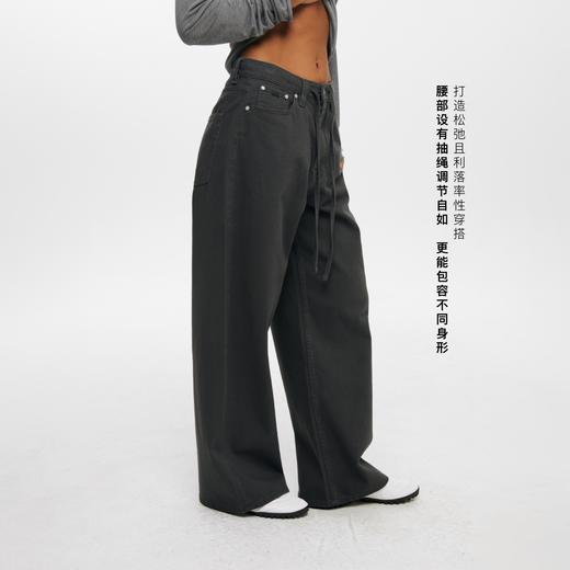 oneup全棉斜纹系带阔腿休闲长裤 商品图1
